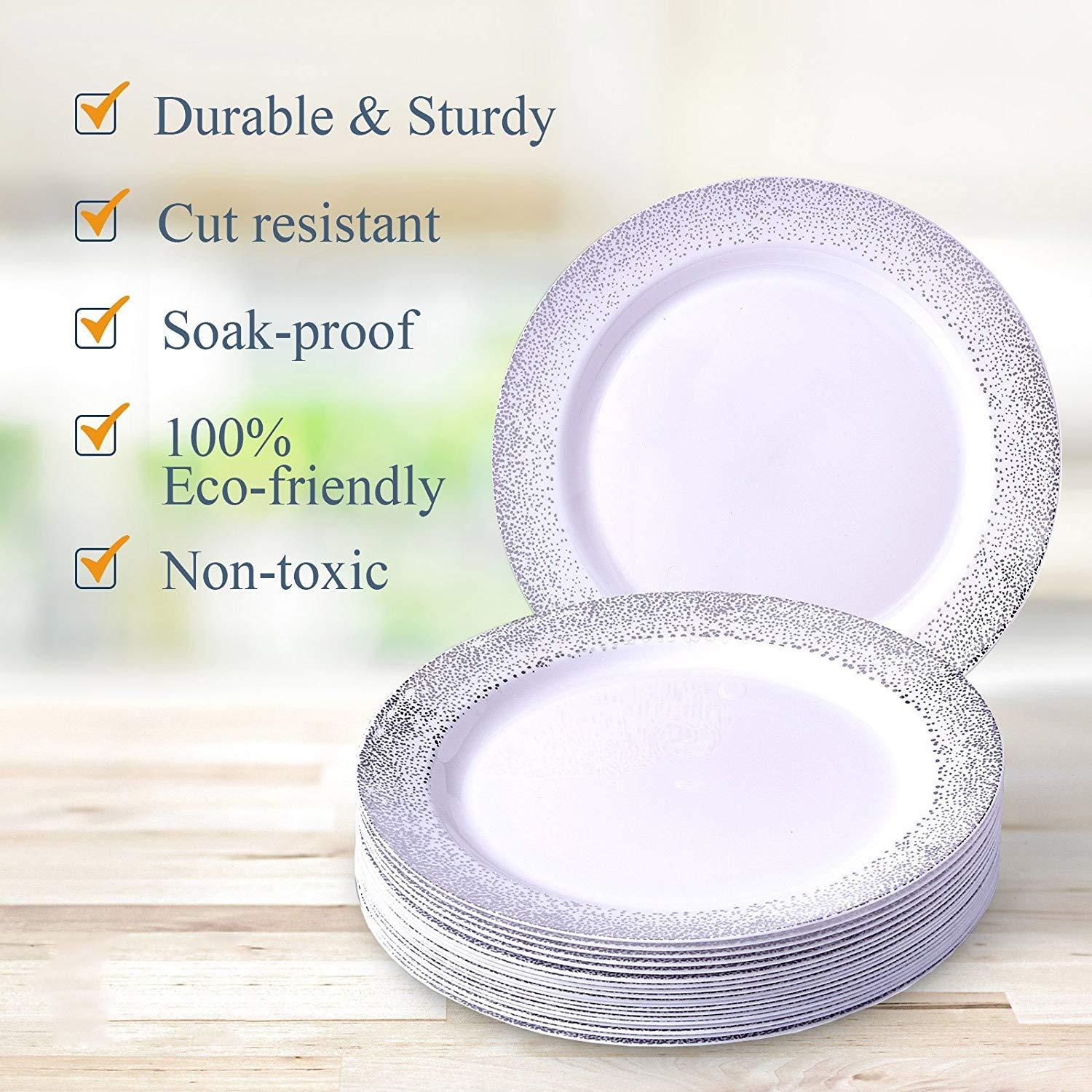 Silver Spoons Silver Spoons DISPOSABLE PLASTIC DINNER PLATES 7.5\' Silver Mist 20 pc