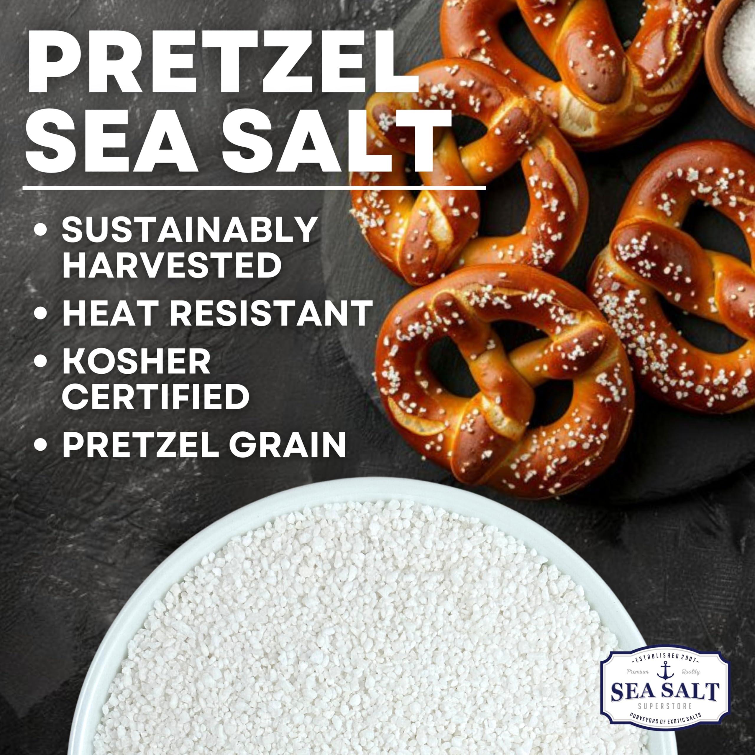Sea Salt Superstore Pretzel Sea Salt, Coarse Sea Salt for Soft Pretzels, Heat Resistant Bagel and Soft Pretzel Salt, All Natural Sea Salt for Baking, 14 oz Bag, Sea Salt Superstore