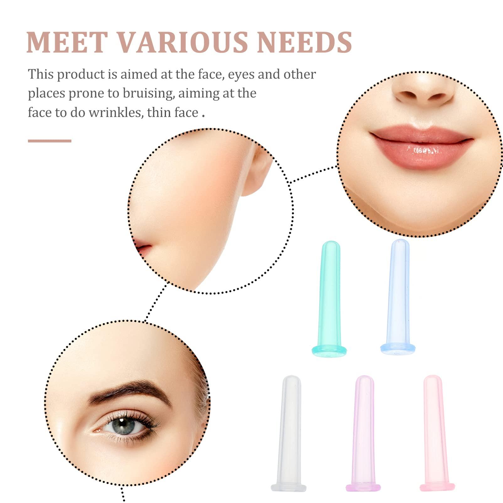 EXCEART 5pcs Facial Cupping Set for Glowing Skin Eye Face Vacuum Massage Anti Cup Silicone Cupping Massage Cup for Beauty Body Cup Fascia Massager