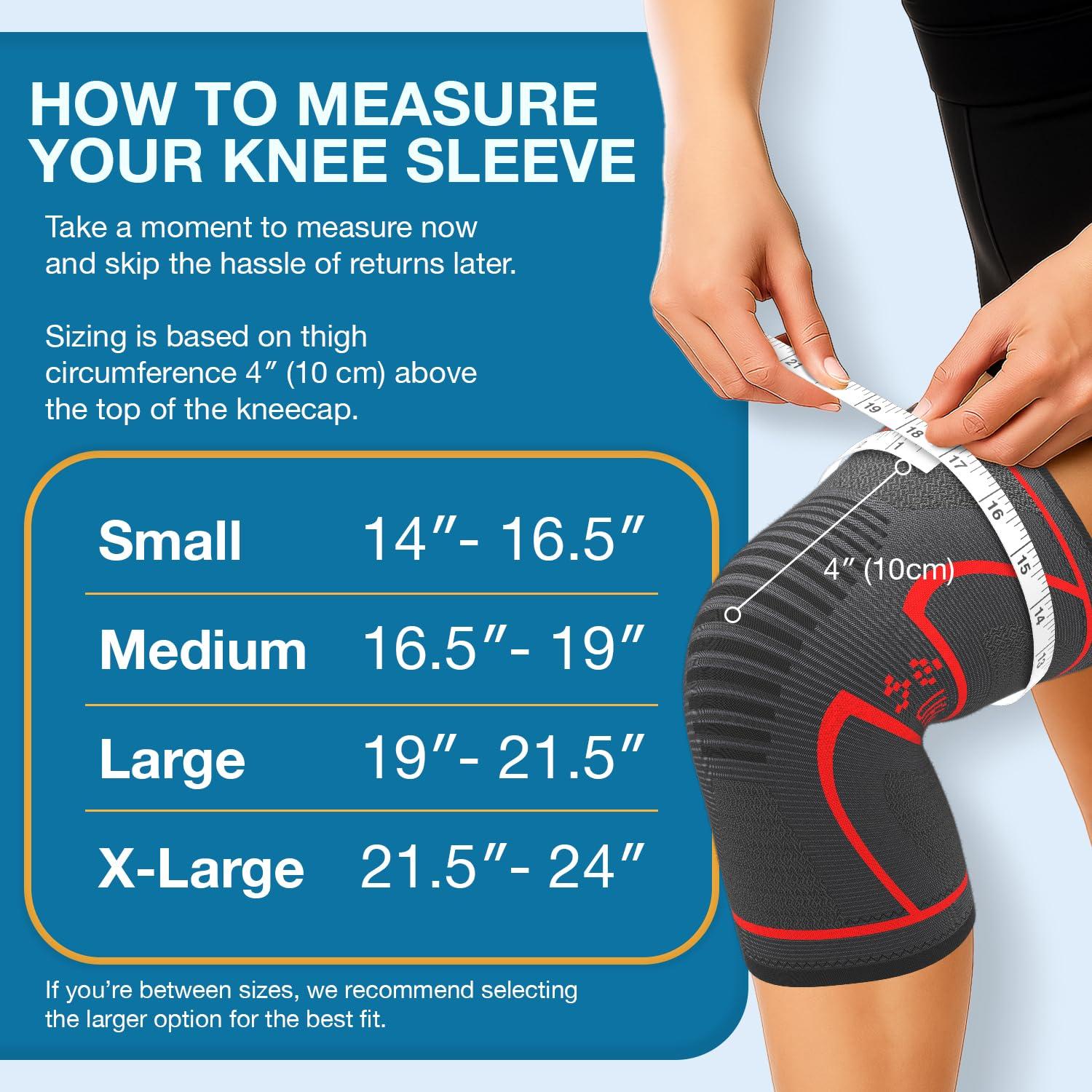UFlex Athletics UFlex Athletics Knee Compression Sleeve Support for Women and Men - Knee Brace for Pain Relief, Fitness, Weightlifting, Hiking, Sports - Red, X-Large