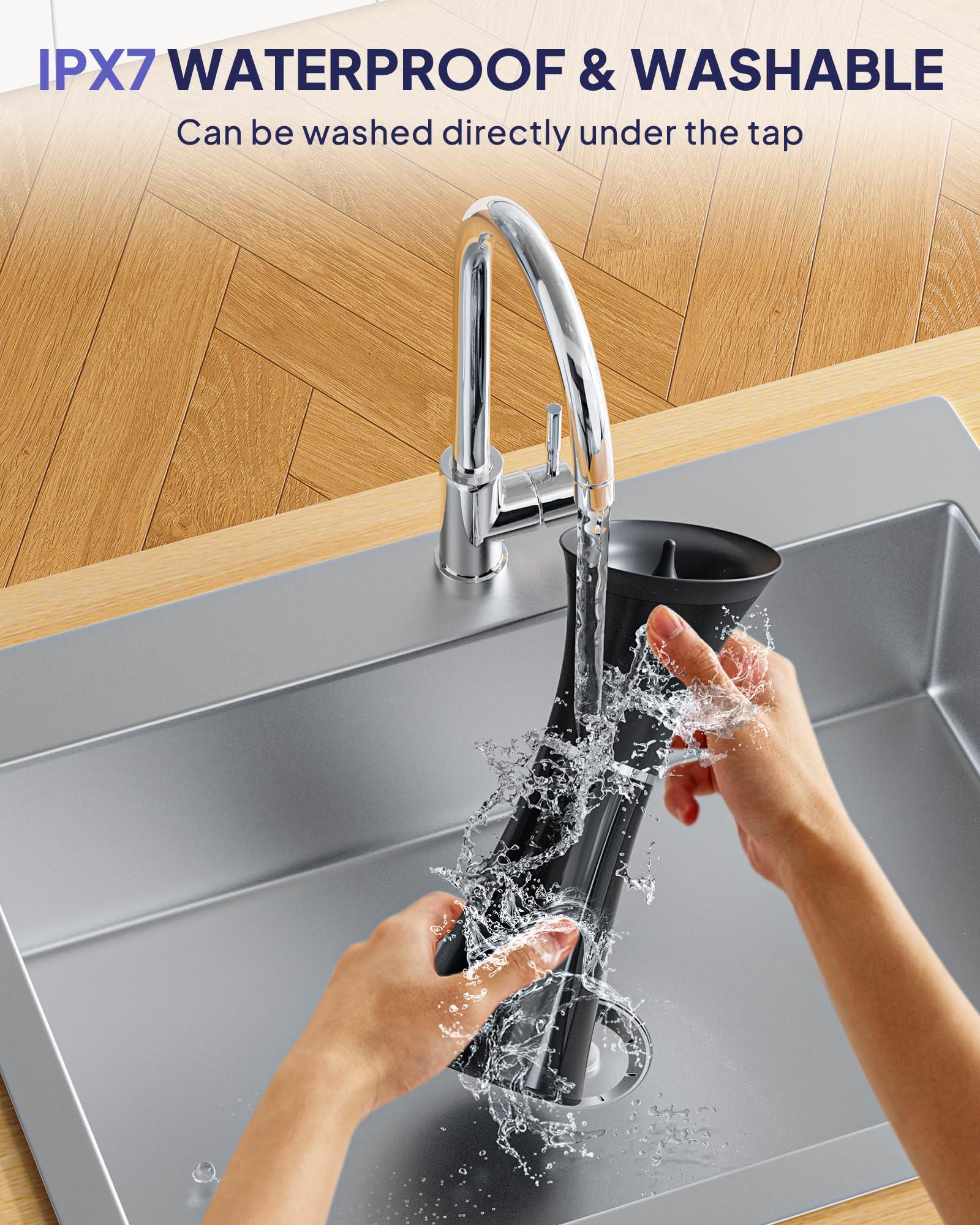 KAUGIC KAUGIC Upgraded Ear Wax Removal with One-Piece Waste Tank, Safe Ear Cleaner with Water Temperature Sensor, FSA HSA Store Eligible Effective Ear Irrigation Kit & USB-C Cable, IPX7, Black