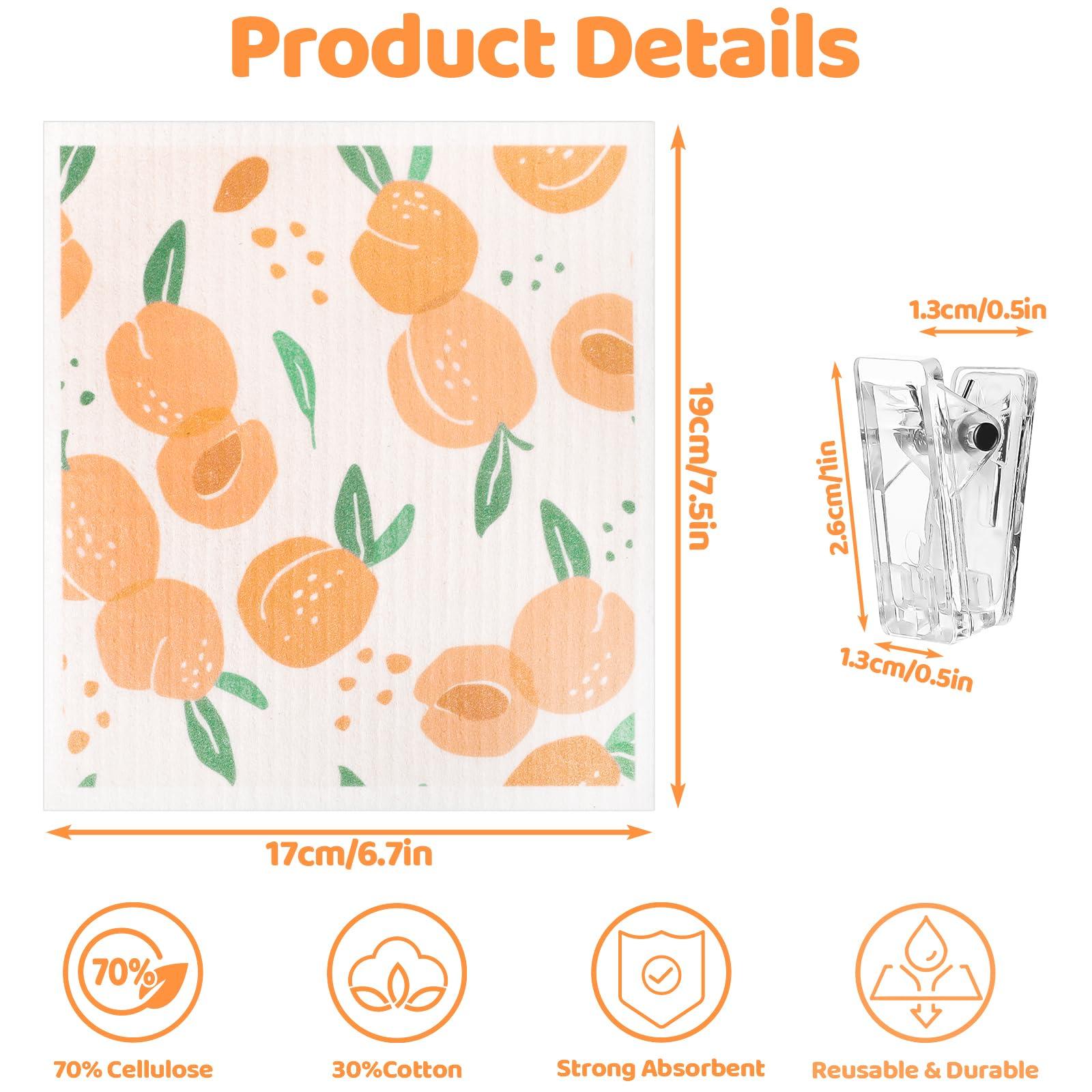 Needbrock 12 Pack Swedish Dishcloths for Kitchen, Reusable Paper Towels Swedish Dish Towels with Clips, Absorbent Dish Cloth No Odor for Cleaning Home Kitchen