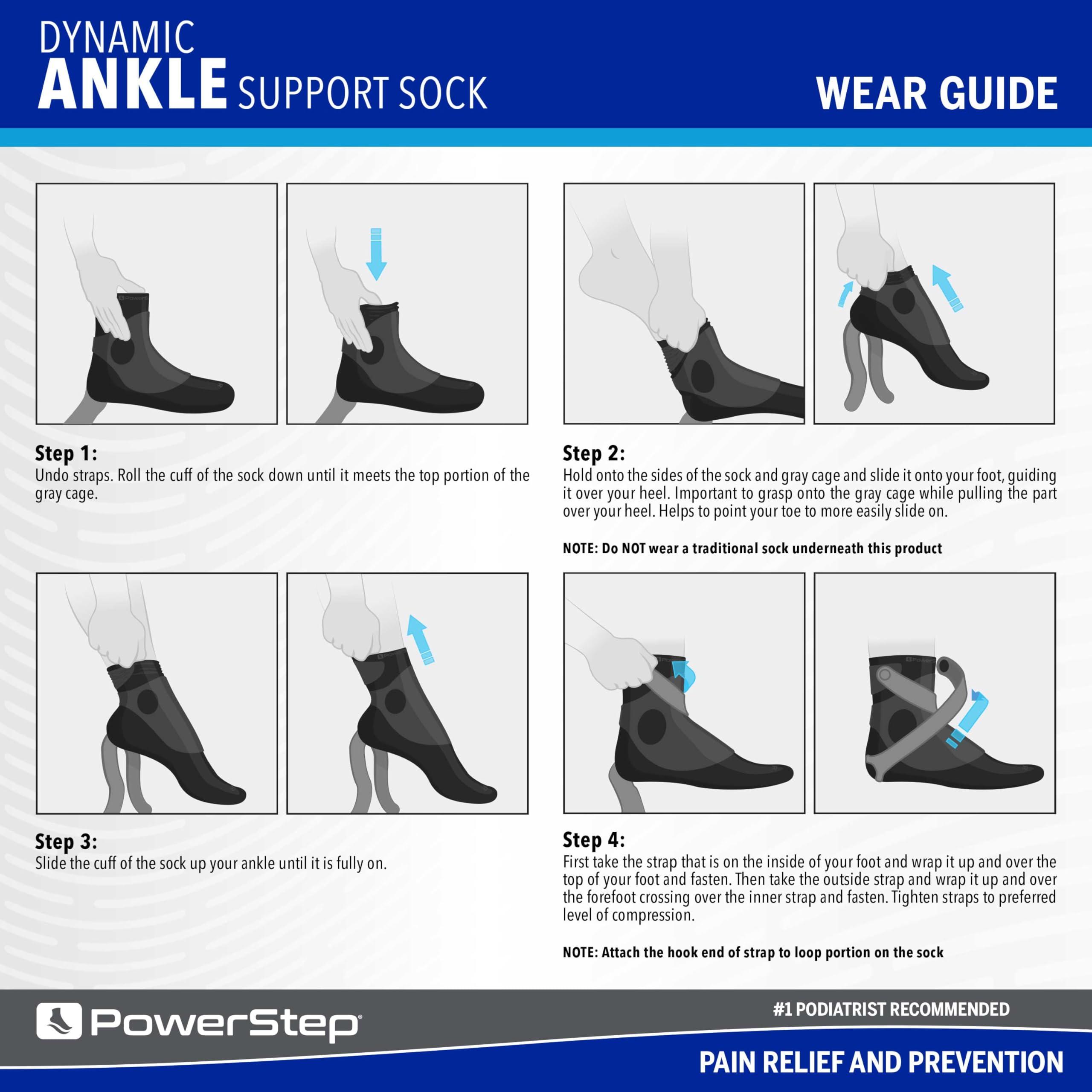 Powerstep Powerstep Unisex\'s Dynamic Stability, Ankle Brace and Compression Sock, for Flexibility, Support and Injury Prevention, Black, Left Large