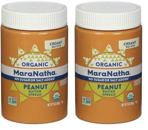 MARANATHA Maranatha Organic No-Stir Creamy Peanut Butter Spread, No Sugar or Salt Added, 16 Ounce (Pack of 2)