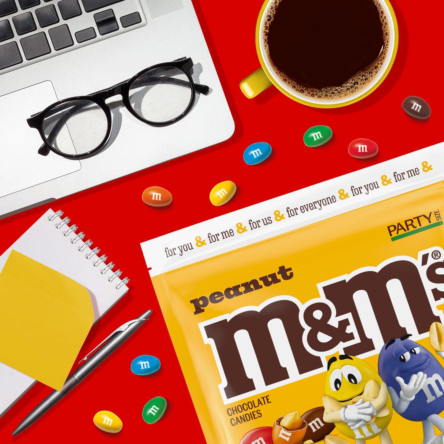 M&M'S M&M\'S Peanut Milk Chocolate Candy, Party Size, 38 oz Bag (Pack of 2)