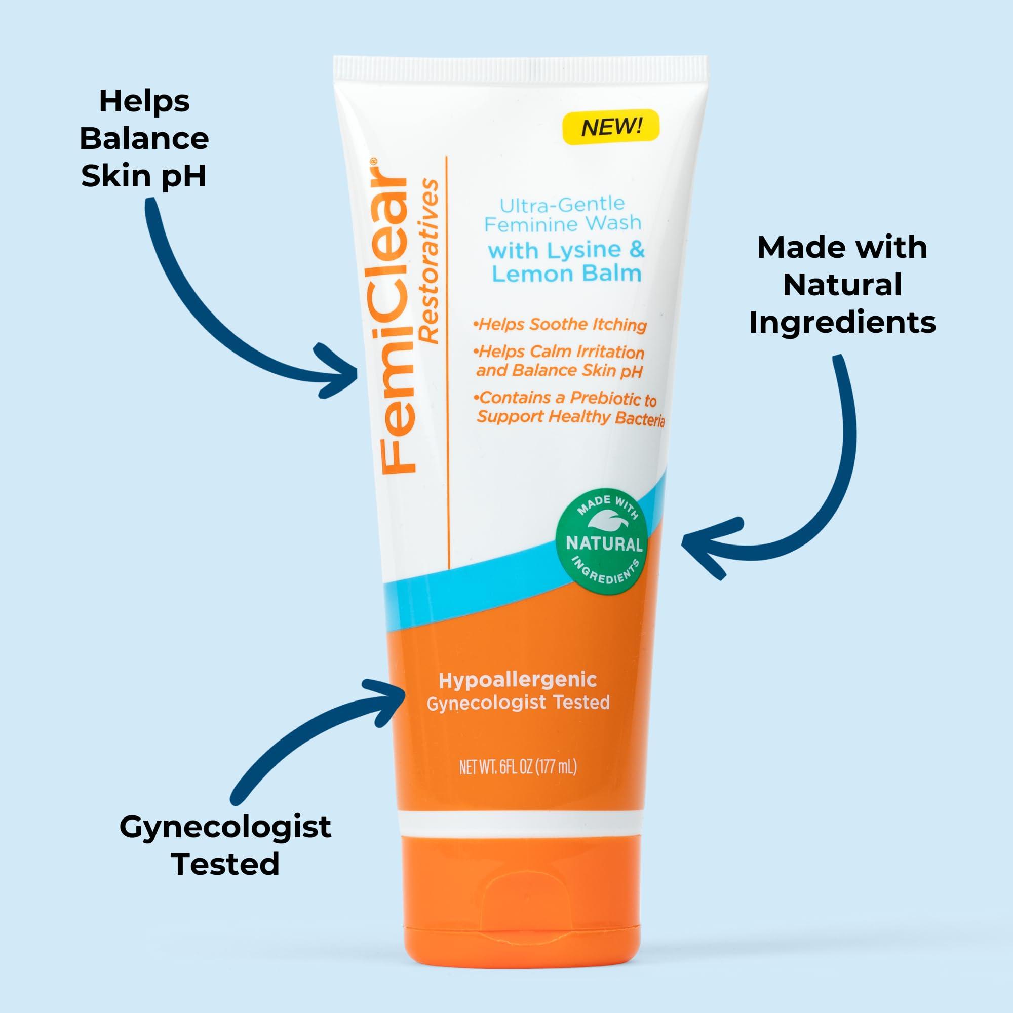 FemiClear FemiClear Complete Feminine Care, Gentle Wash & Herpes Relief Cream - Natural Ingredients for Comfort