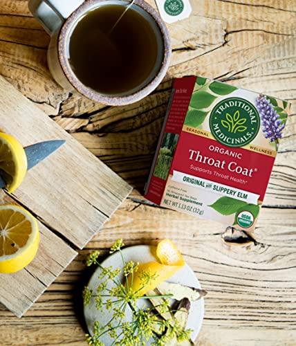 Traditional Medicinals Traditional Medicinals Organic Throat Coat Herbal Tea, Supports Throat Health - 16 Count (Pack of 2) 32 Tea Bags Total