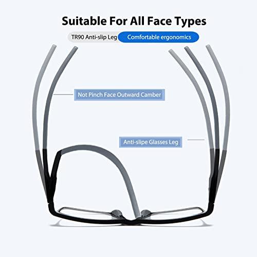 K.LAVER Photochromic Progressive Multifocus Reading Glasses unisex Lightweight Blue Light Blocking Multifocal Reader Flexible TR90 UV400 Protection Transition Sunglasses With Spring Hinges No Line Eyewear 3.0