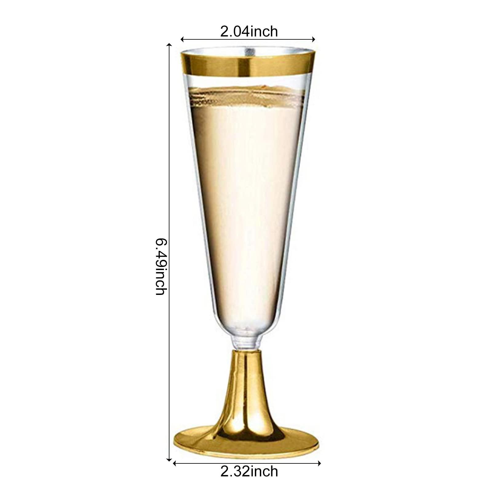 Ochine 6 Pack Plastic Champagne Flutes 5 Oz Plastic Champagne Glasses Clear Unbreakable Toasting Glasses Disposable Wedding Party Cocktail Cups Disposable Wine Glasses Reusable Perfect for Wedding Or Party
