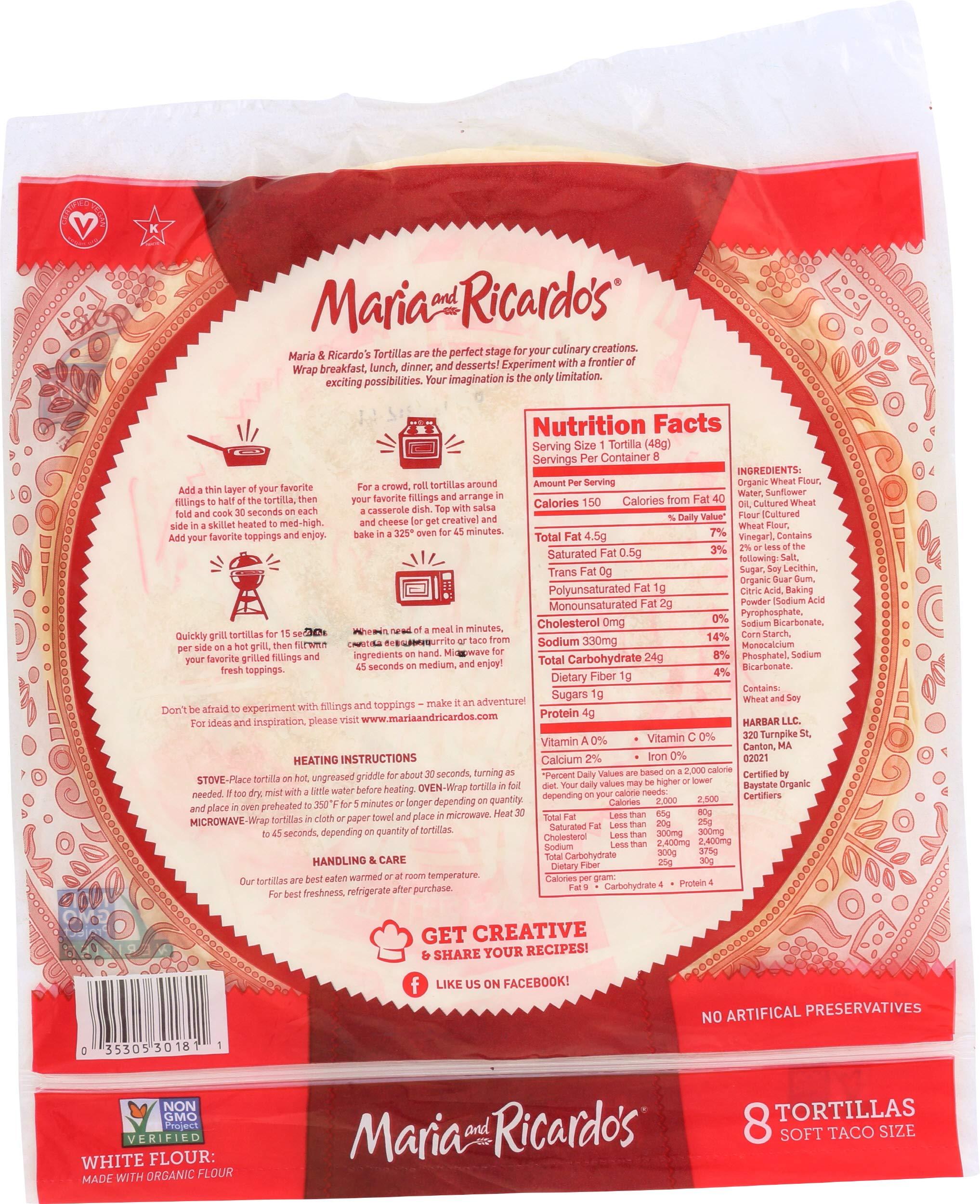 Maria and Ricardos Maria & Ricardo\'s, Tortillas Flour 8Inches Organic, 13.5 Ounce