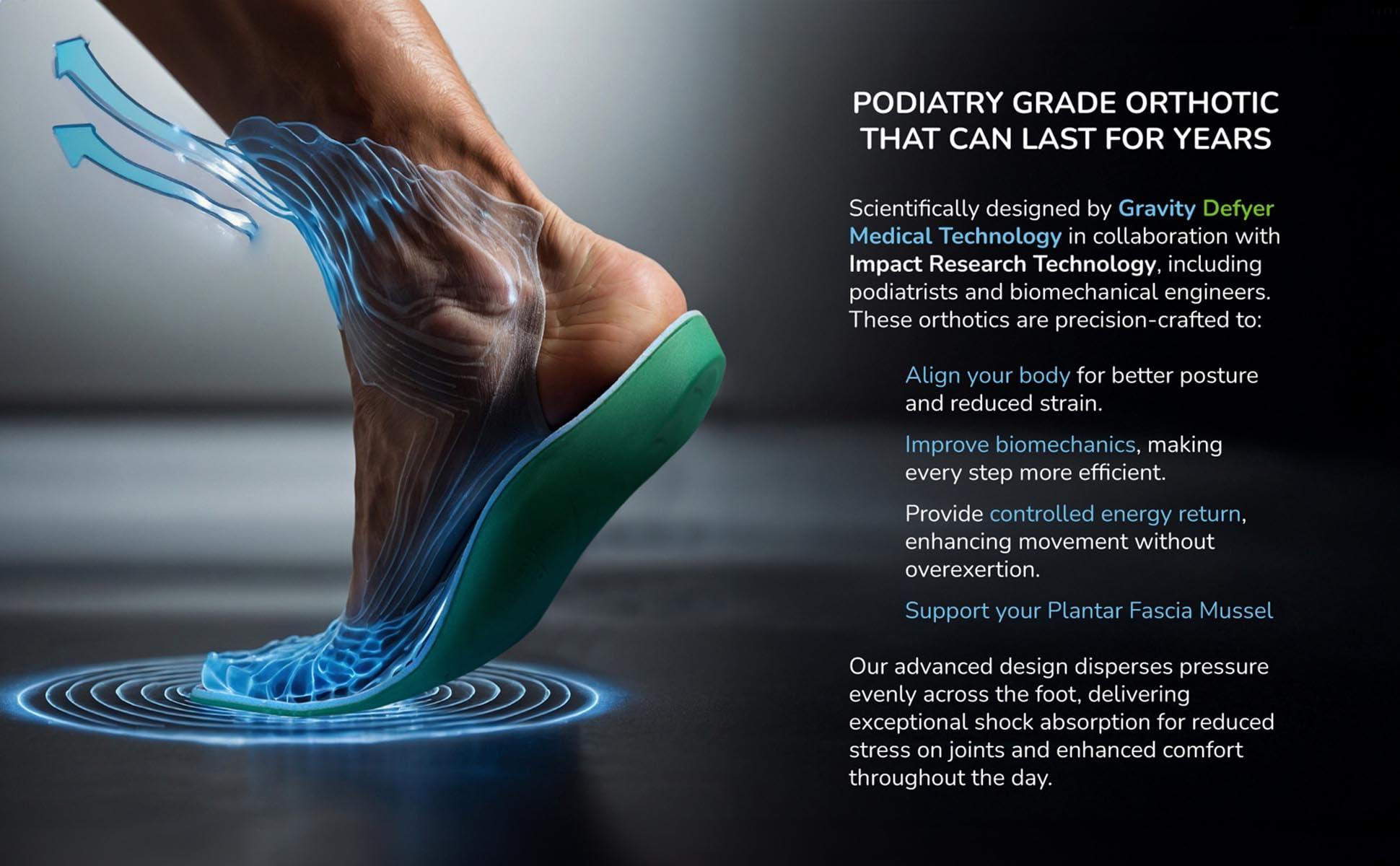 Gravity Defyer G-Defy Orthotic Insoles for Men  Heavy Duty, 220+ lbs | Plantar Fasciitis & High Arch Support | Shock Absorbing | Posted Insoles | All-Day Comfort (7 M, US)