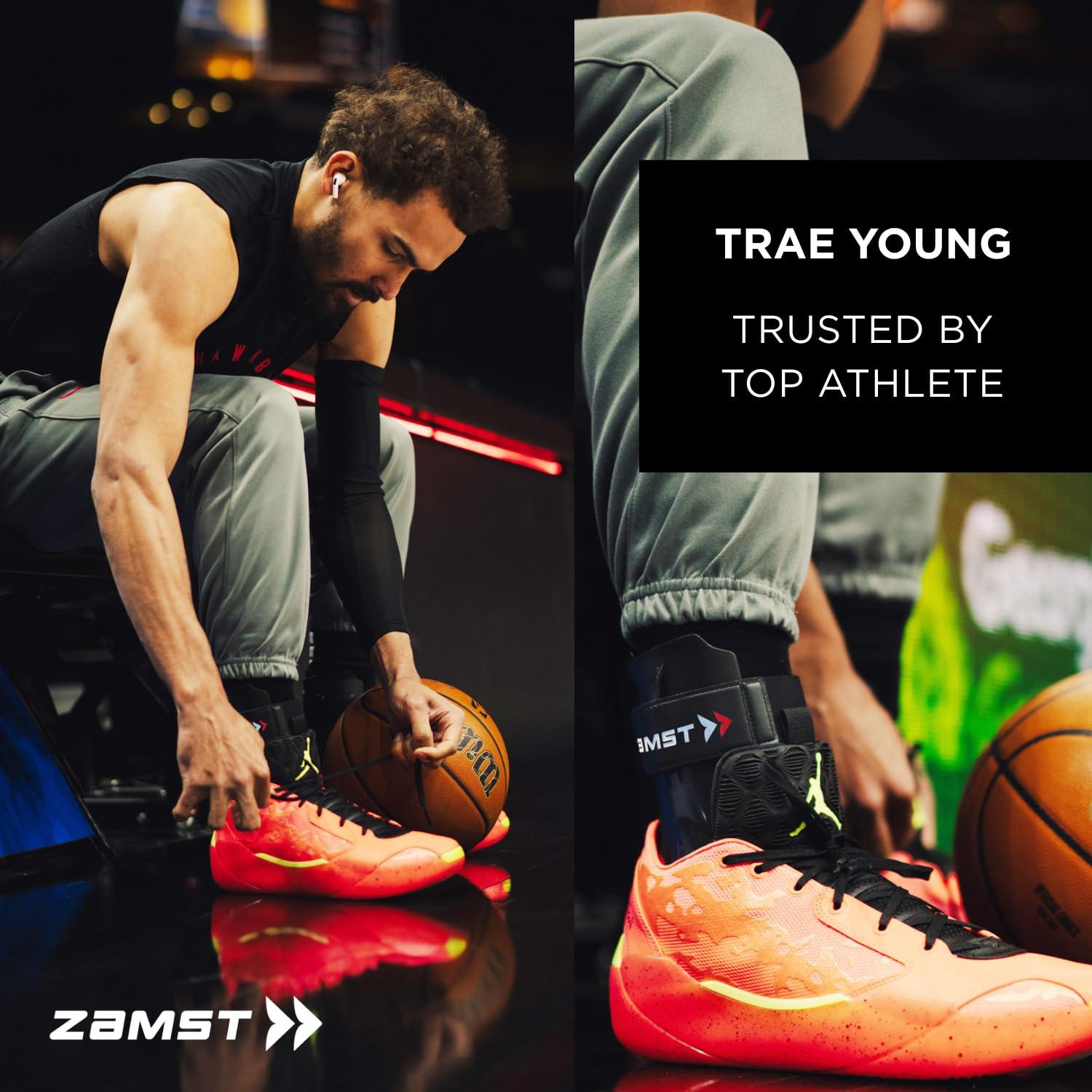 Zamst Zamst A2-DX Sports Ankle Brace with Protective Guards For High Ankle Sprains and Chronic Ankle Instability-for Basketball, Volleyball, Lacrosse, Football-Black, Left Large