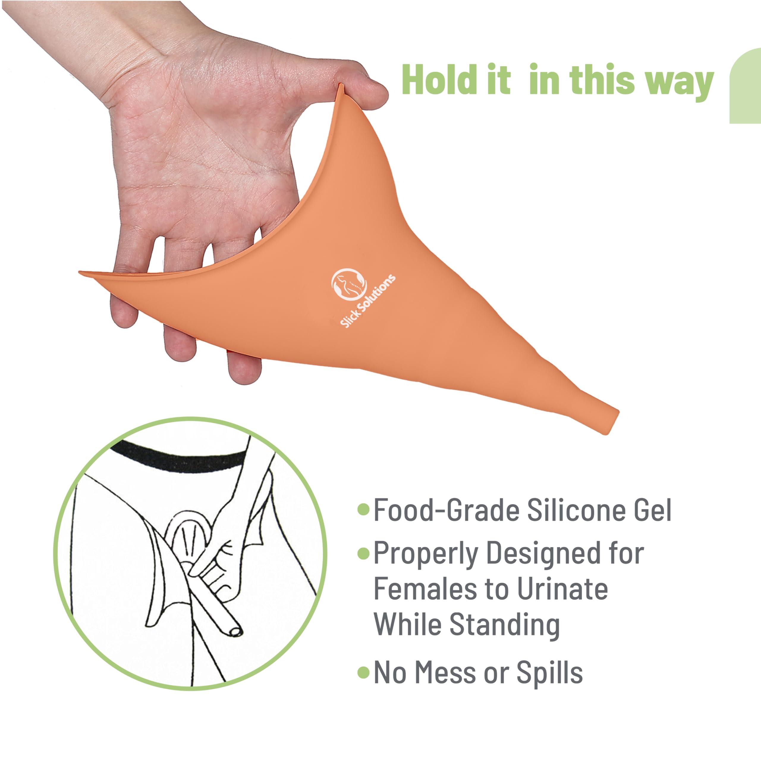 Slick Solutions Slick- Female Urination Device, 2 pcs, Female Urinal, Urinal for Women, Pee Funnel for Women, Womens Pee Funnel, Portable Urinal for Women, Female Pee Funnel, Womens Urinal Funnel, Womens Urinal