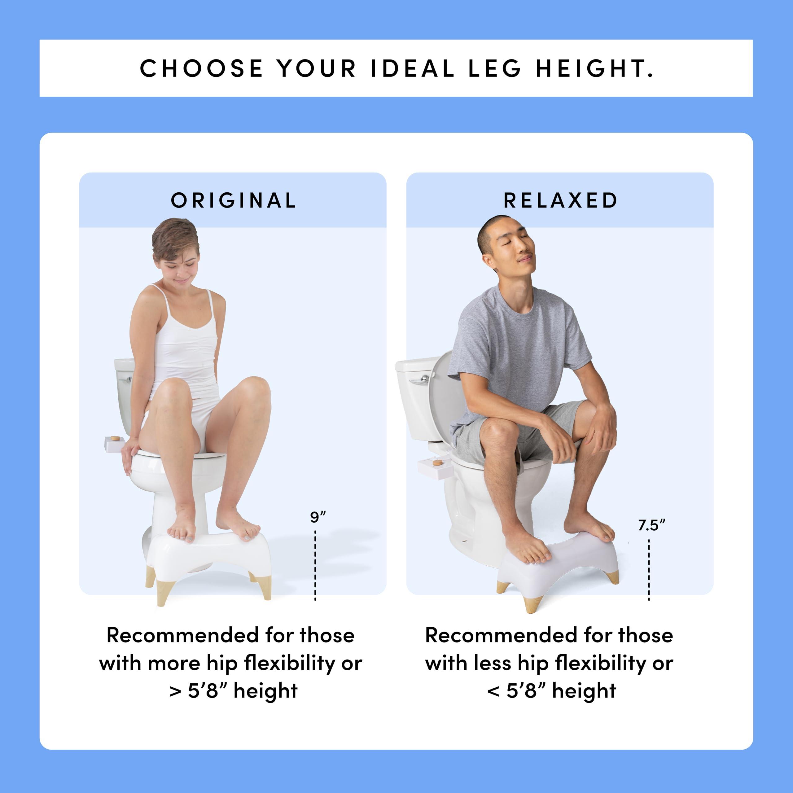 TUSHY TUSHY Ottoman: A Premium Toilet Stool for The Bathroom, Modern Sleek Design | Squatting Position Helps Improves Bowel Health & Relieves Constipation (Relaxed 7.5" White/Bamboo)