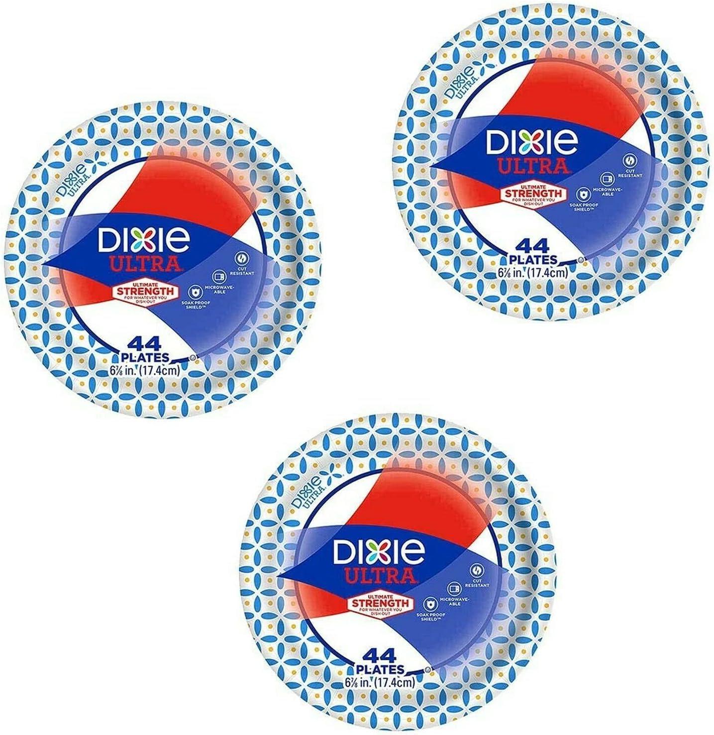 Paper Plates/Bowls 3 Pack - Dixie Ultra Heavy Duty Disposable Appetizer and Dessert Paper Plates, Small Plate 6 7/8\" (44 ct)