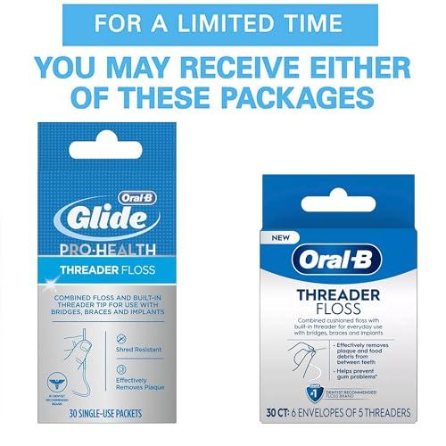GLIDE Oral-B Threader Floss, 30-Count: 6 envelopes of 5 threaders (Value Pack of 2)