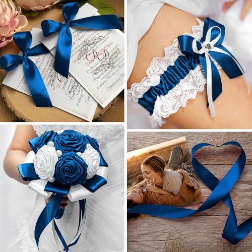 Xioabre Blue Ribbon for Christmas Tree 1 Inch 25 Yards Ribbon for Gift Wrapping, Navy Blue Ribbon Blue Christmas Ribbon Perfect for Hair Ribbon Bow Flower Bouquet Halloween Balloon Ribbon Gift Ribbon