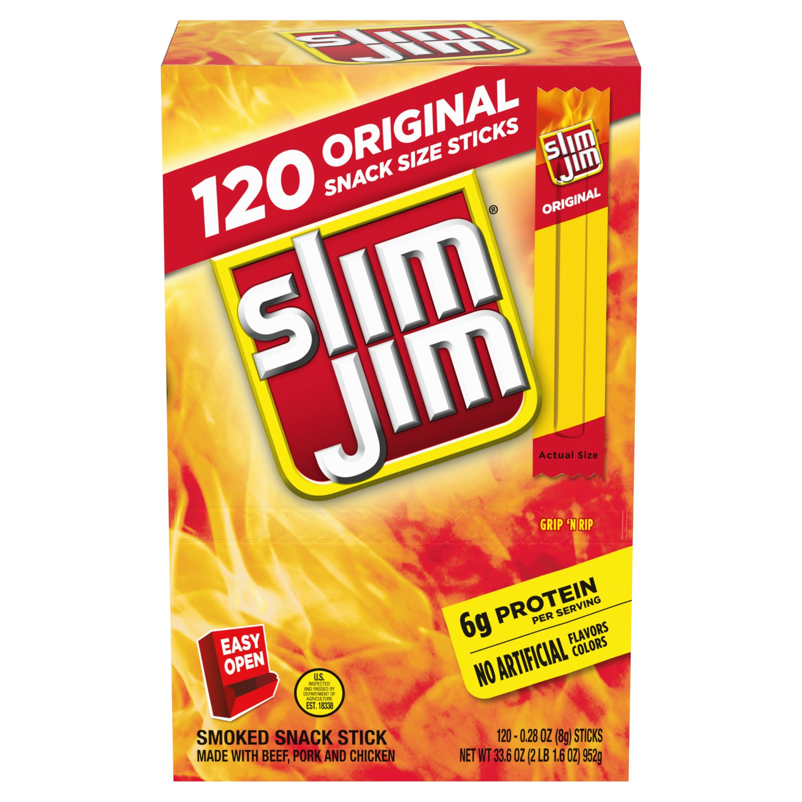 Slim Jim Slim Jim Snack-Sized Smoked Meat Stick, Original Flavor, .28 Oz. 120-Count