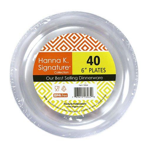 Hanna K. Signature Collection Clear Deluxe Round Plastic Buffet Dinner Plates - 6\" (Pack Of 30) - Sturdy & Elegant Disposable Dinnerware For Parties, Weddings & Events