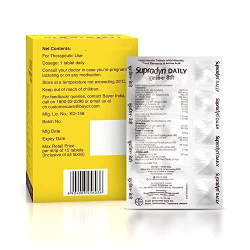 Supradyn Supradyn Daily Multivitamin Tablets (150 Tablets) for Men & Women with Essential Zinc , 12 Vitamins, 5 Trace Elements for Daily Immunity & Energy