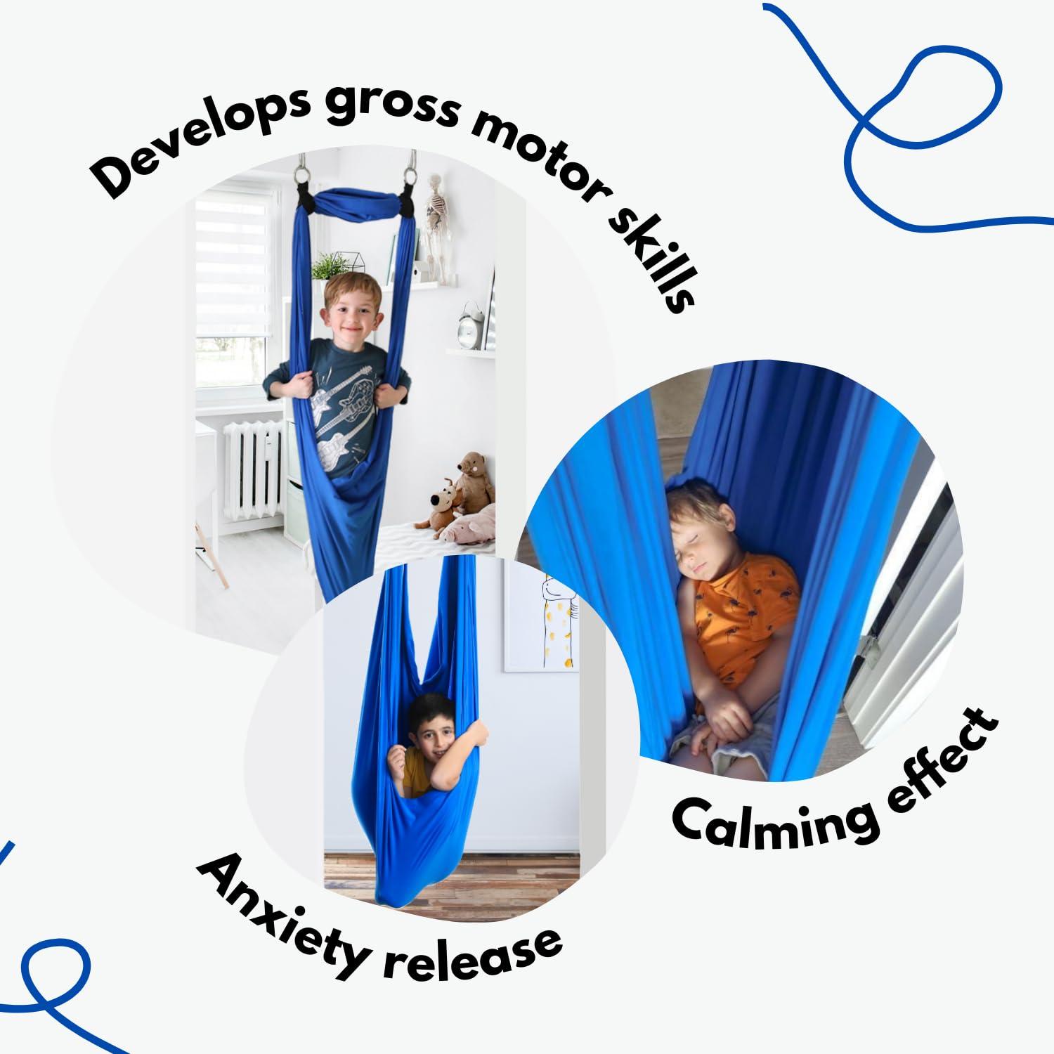DreamGYM DreamGYM Doorway Sensory Swing Kit - Blue Compression Swing - 95 Cotton