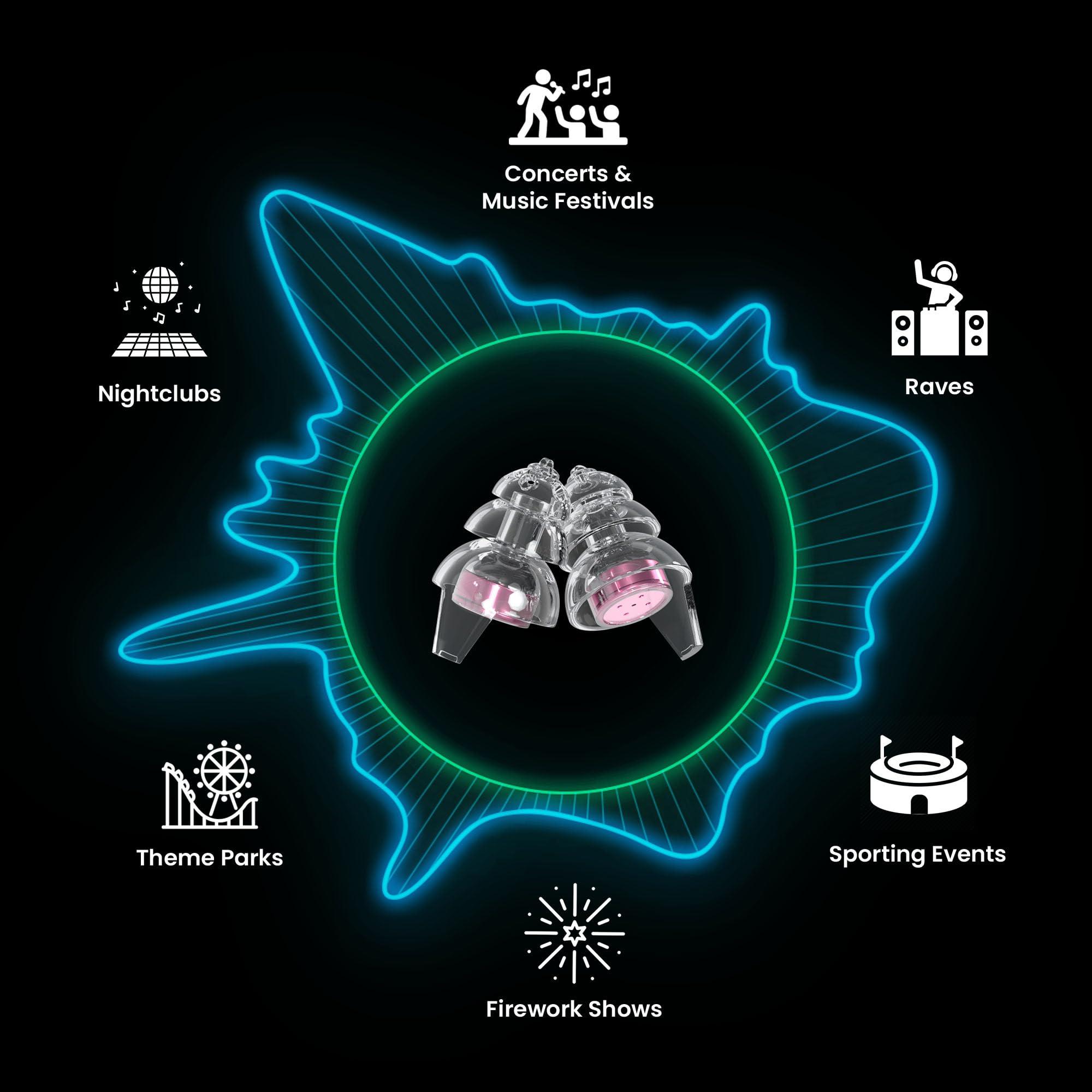 Eargasm Eargasm Smaller Ears Earplugs - Pink High Fidelity Filtered Noise Reducing Reusable Ear-Plugs for Kids, Women, Men - Hearing Protection for Live Concerts, Motorcycles, Festivals, Sporting Events