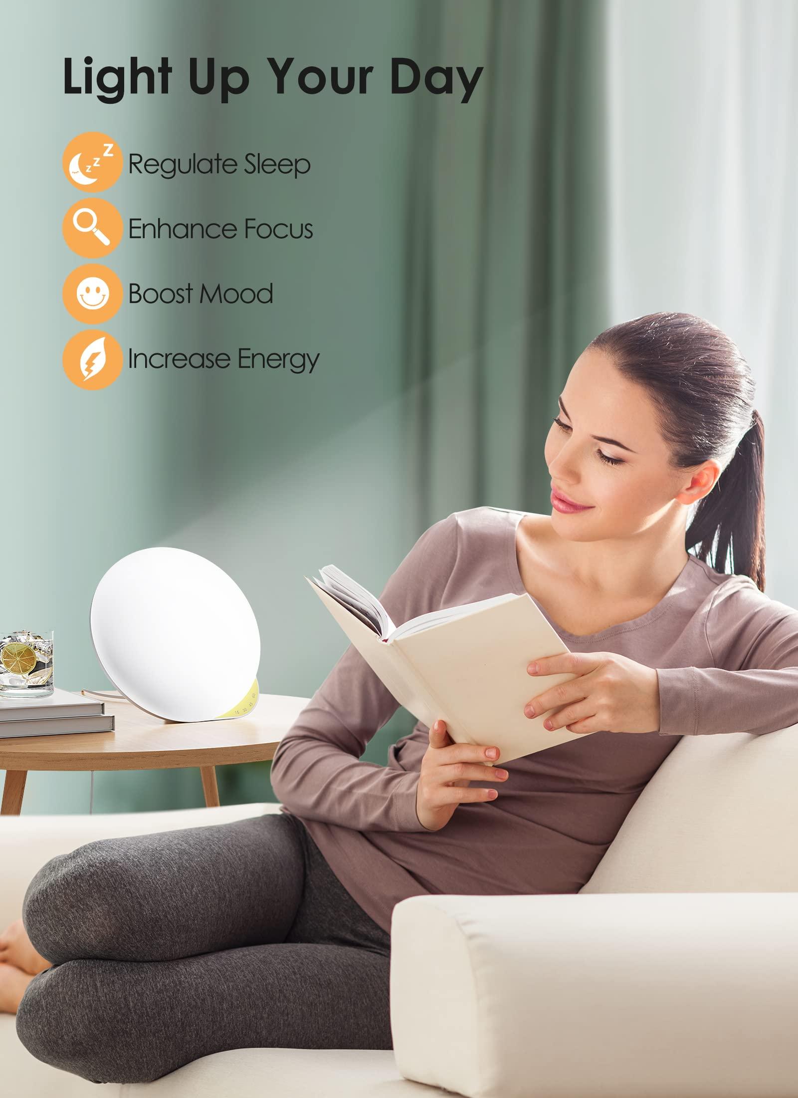 MediAcous Light Therapy Lamp, MediAcous UV-Free 10000Lux Therapy Light, Sunlight Lamp with 4 Brightness Levels & Color Temperature & Timer, Daylight Lamp with Memory Function, Touch Control & Compact Size