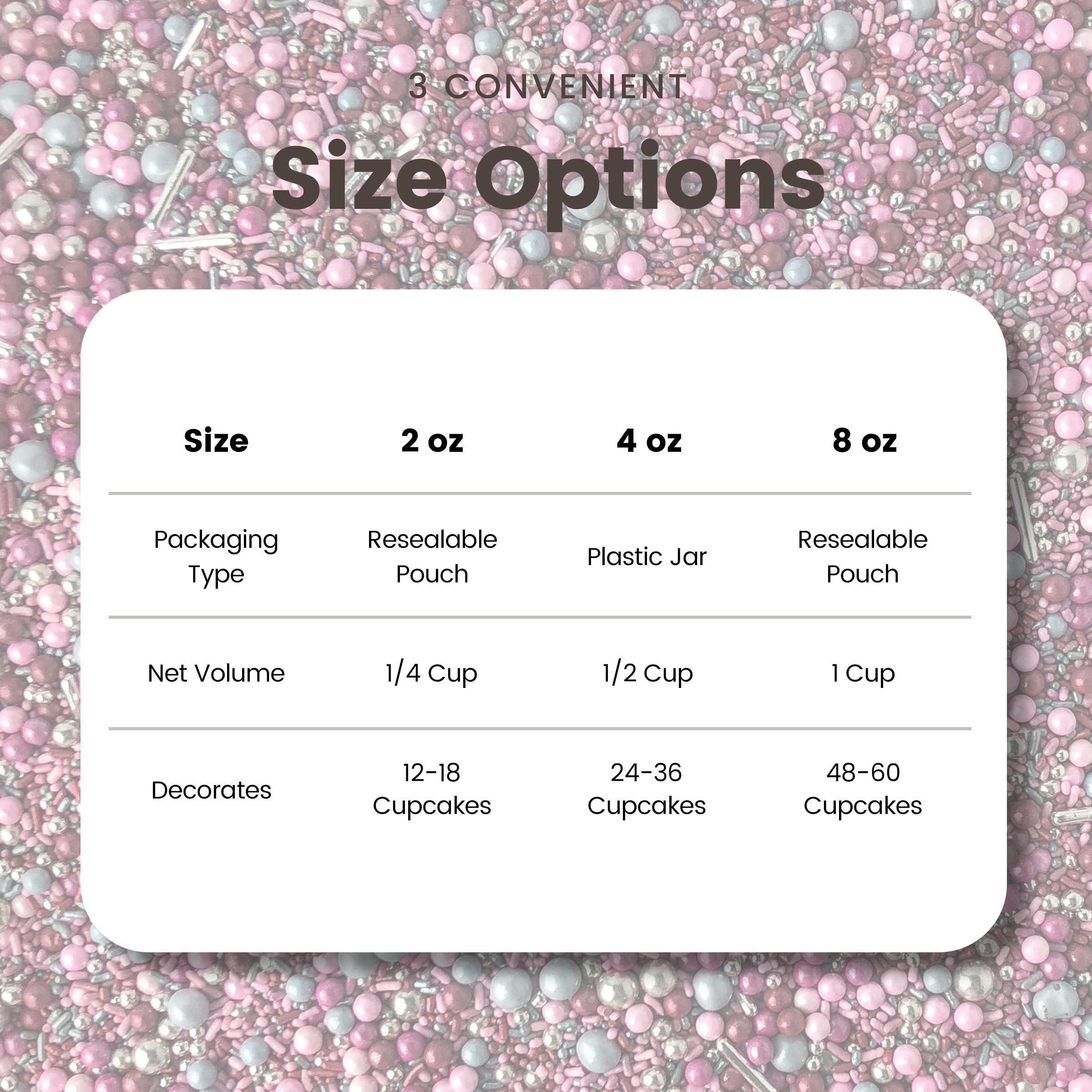 SPRINKLE POP Romance Sprinkle Mix| Made In USA By Sprinkle Pop| Light Pink Mauve Burgundy Sprinkles with Silver Metallic Dragees| Sprinkles For Decorating Bridal Shower Wedding Cupcakes Donuts Cakes Cookies, 2oz