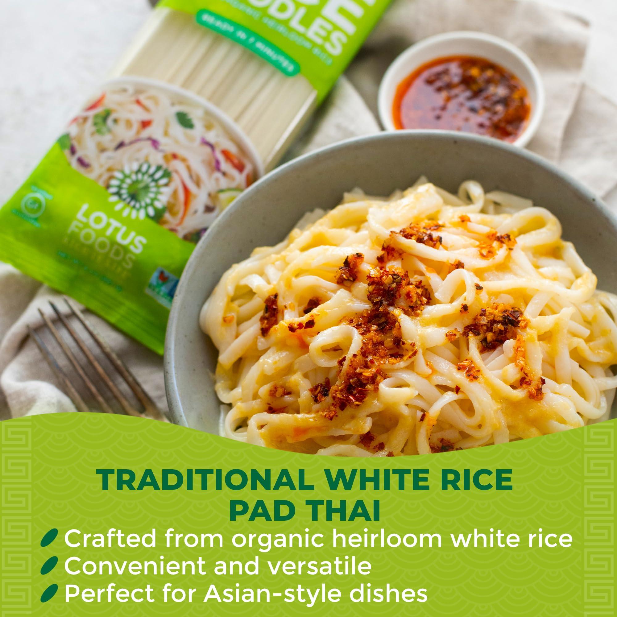 Lotus Foods Lotus Foods Traditional Pad Thai Rice Noodles - Pad Thai Noodles, Asian Noodles, Gluten Free Noodles, Rice Noodles, Whole Grain, Non GMO, USDA Organic - 8 Oz (Pack of 8)