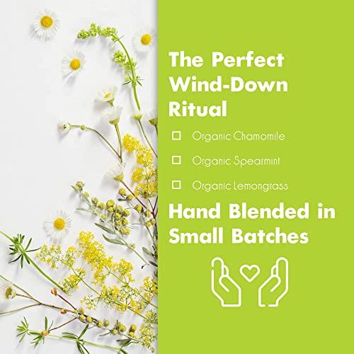 Big Heart Tea Co. Big Heart Tea Co. Tea Bags - Chamomile Mint - Certified Organic, Calming Herbal Decaf Tea in Zero Plastic Sachets with Small Batch Ground Herbs - Spearmint and Lemongrass, 10 Tea Bags