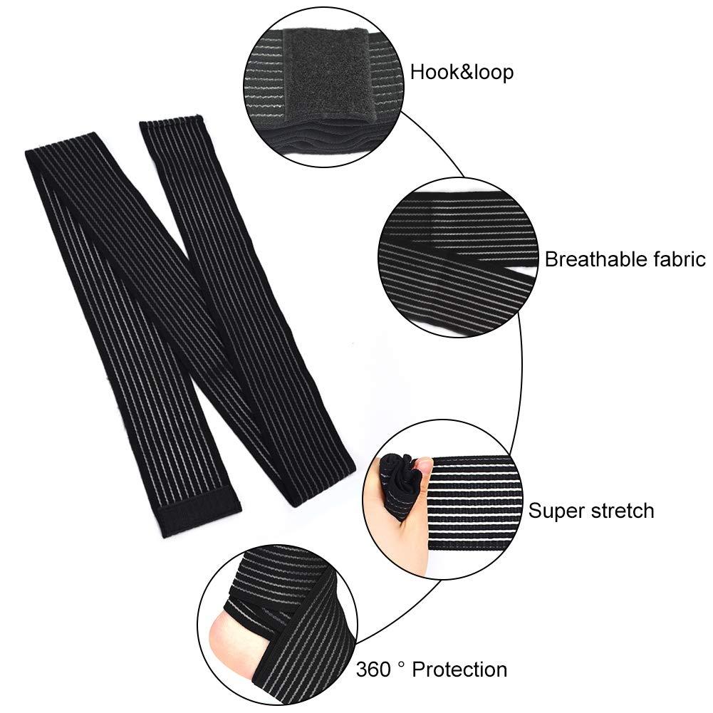 RiToEasysports RiToEasysports Black Elastic Calf Compression Bandage Sport Leg Compression Wraps Adjustable Sleeve Support Knee Brace Bands for Women Men Ankle Elbow