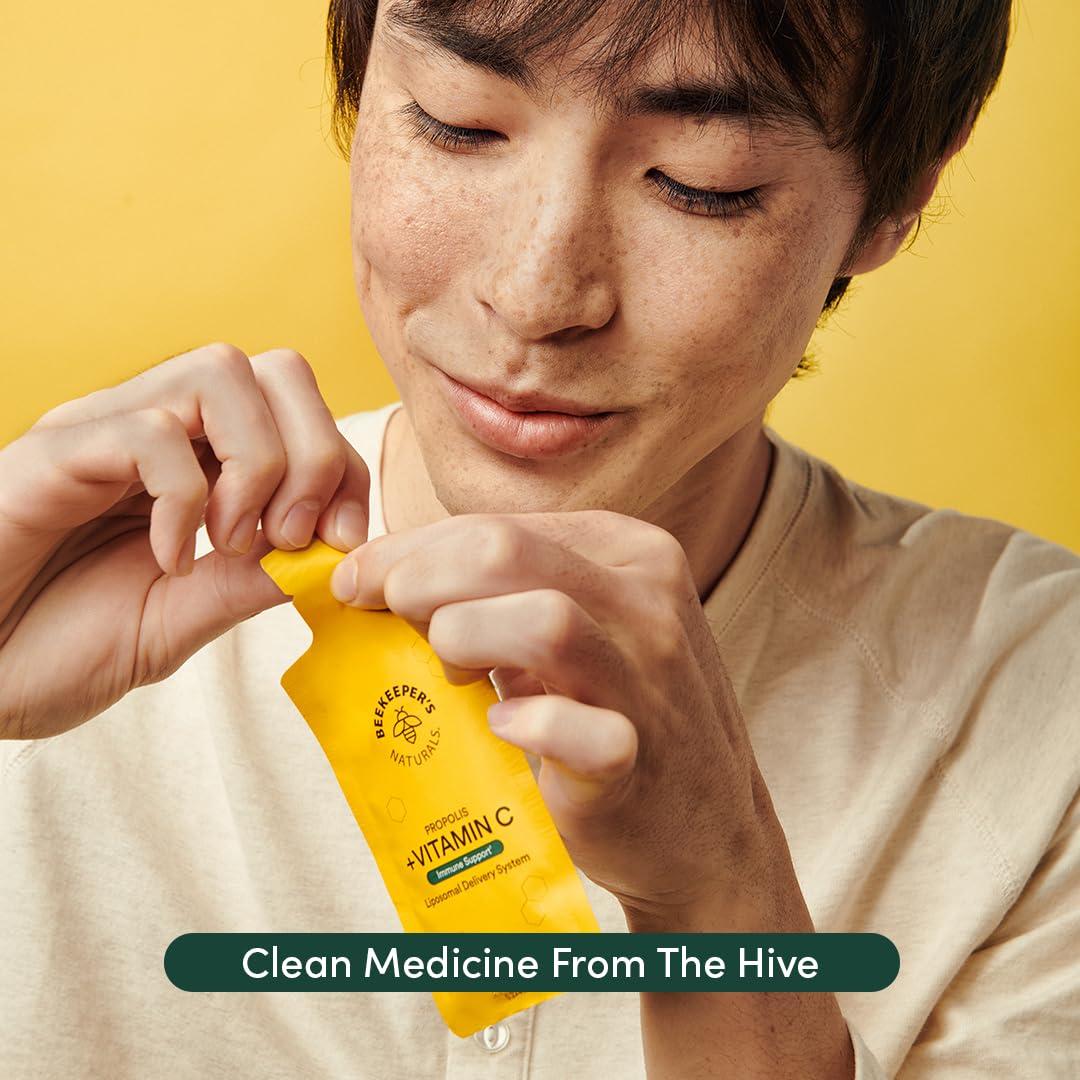 Beekeeper\'s Naturals Propolis Liposomal Vitamin C by Beekeeper\'s Naturals, 1000mg Vitamin C, Propolis & Organic Honey, Supercharged Immune Support & Increased Bioavailibity for Max Absorption, 12 Ct