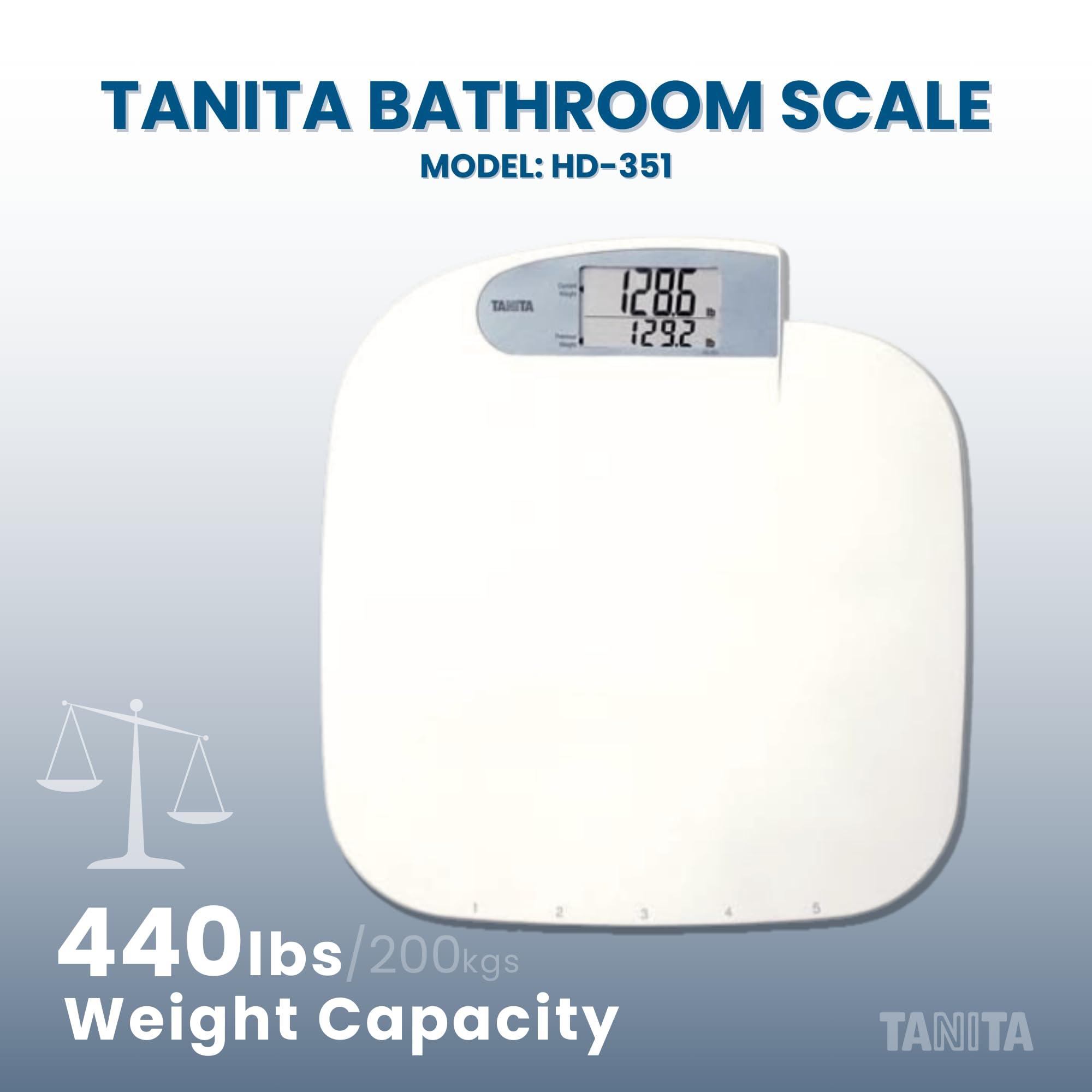 TANITA Tanita HD-351 Japan Technology Digital Bathroom Weight Scale- 440 lbs Capacity - Accurate & Precise with 5 Multi-User Convenience, Previous & Current Weight Memory - 2\" Easy to Read Large Display