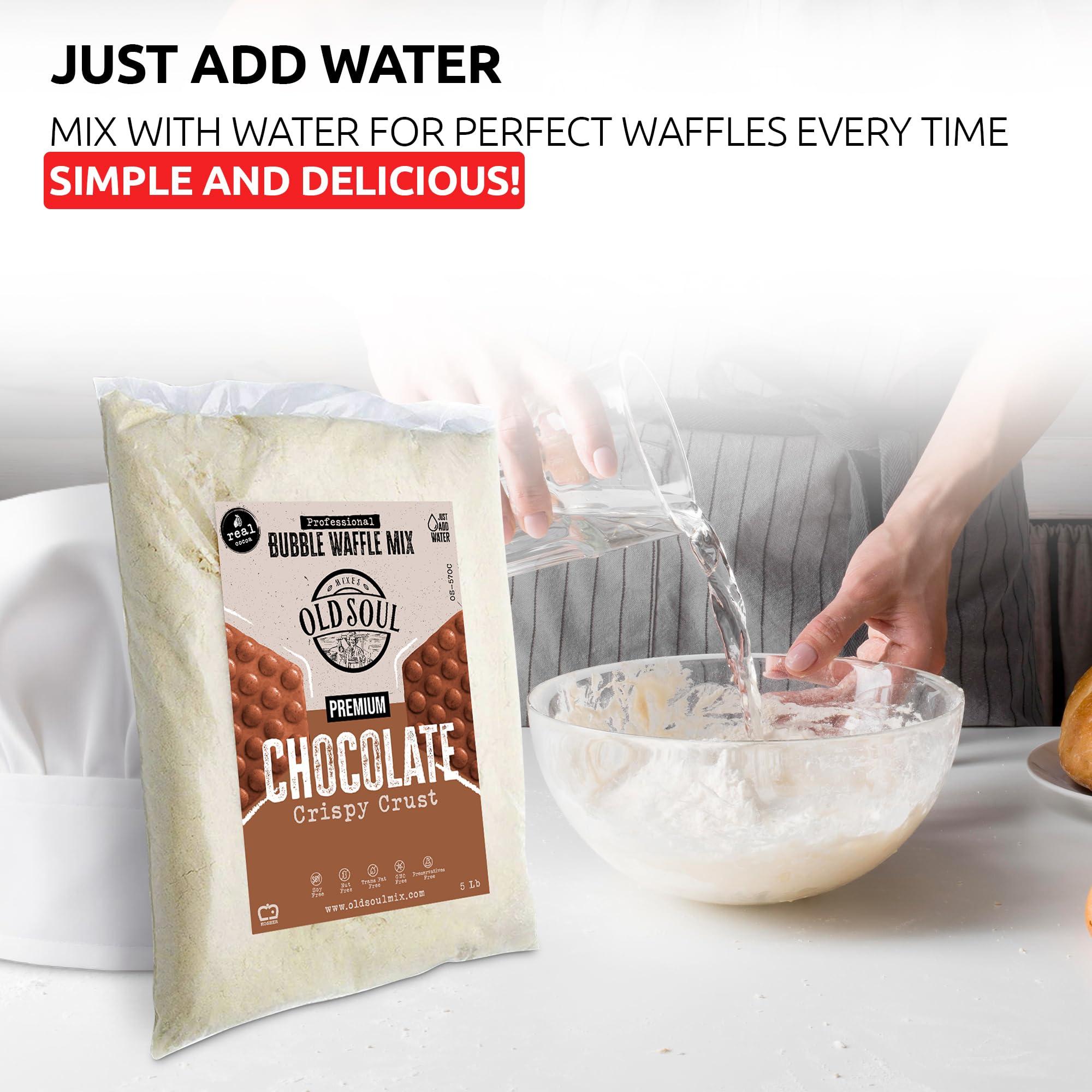 MIXES OLDSOUL OldSoul Professional Bubble Waffle Mix | 30 Lbs | Crispy | Chocolate Flavor | Egg Waffle Mix | 168 Waffles (30 Lbs, Traditional)