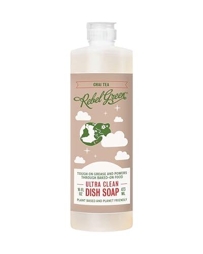 Rebel Green Rebel Green Super Deluxe Dish Soap - Natural Dishwashing Soap - Liquid Dish Detergent - Sustainable Dish Liquid Scented with Chai Tea - (16 oz Bottles, 4 Pack)