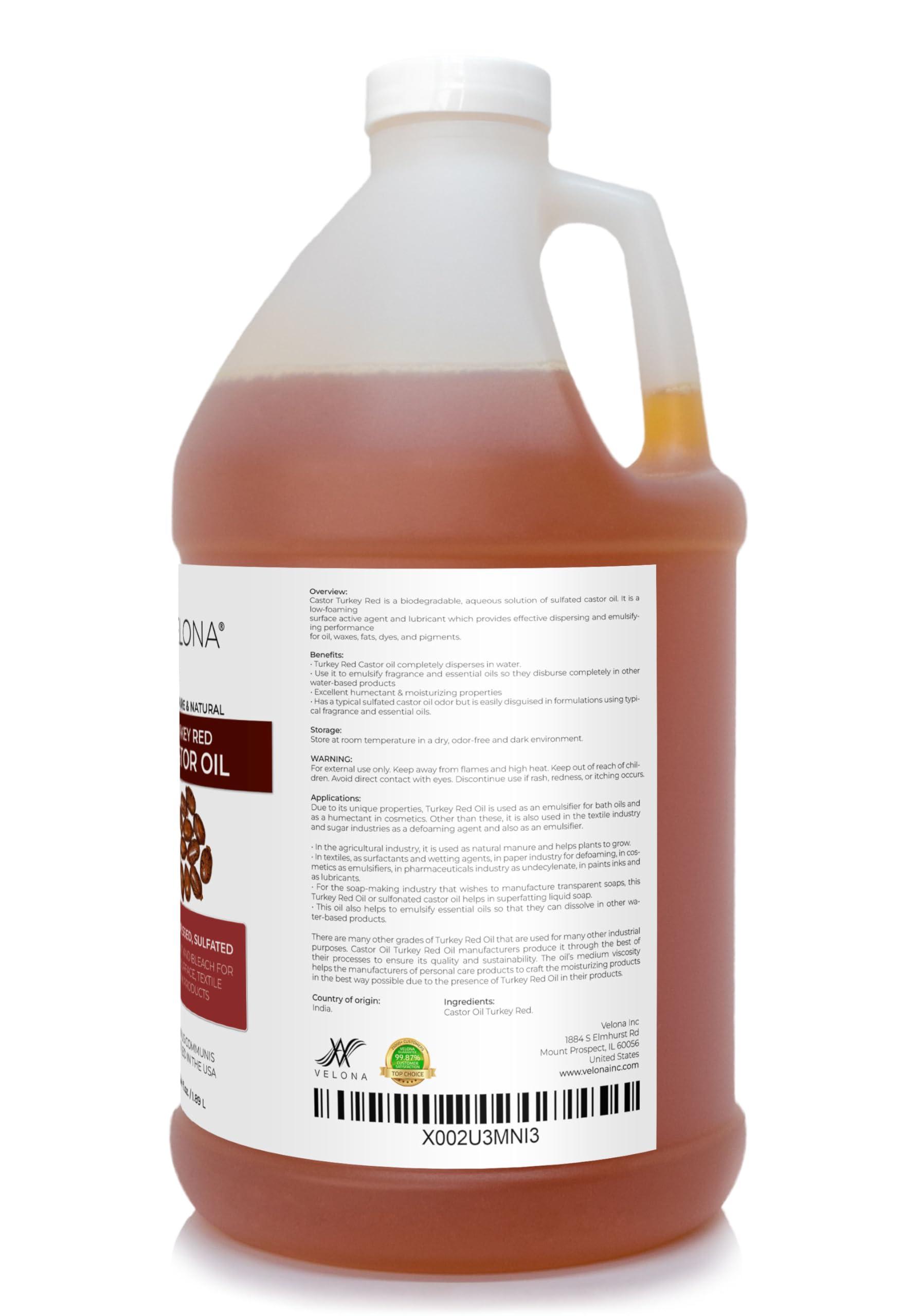 velona velona Castor Oil Turkey Red 64 oz | 100% Pure and Natural Carrier Oil | Cold Pressed | Hair, Body and Skin Care | Use Today - Enjoy Results