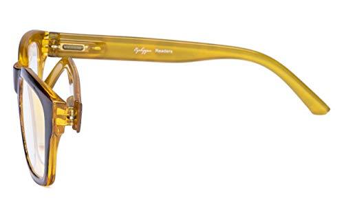 Eyekepper Eyekepper 5-pack Spring Hinges Large Square Frame Reading Glasses DEMI Yellow +0.75