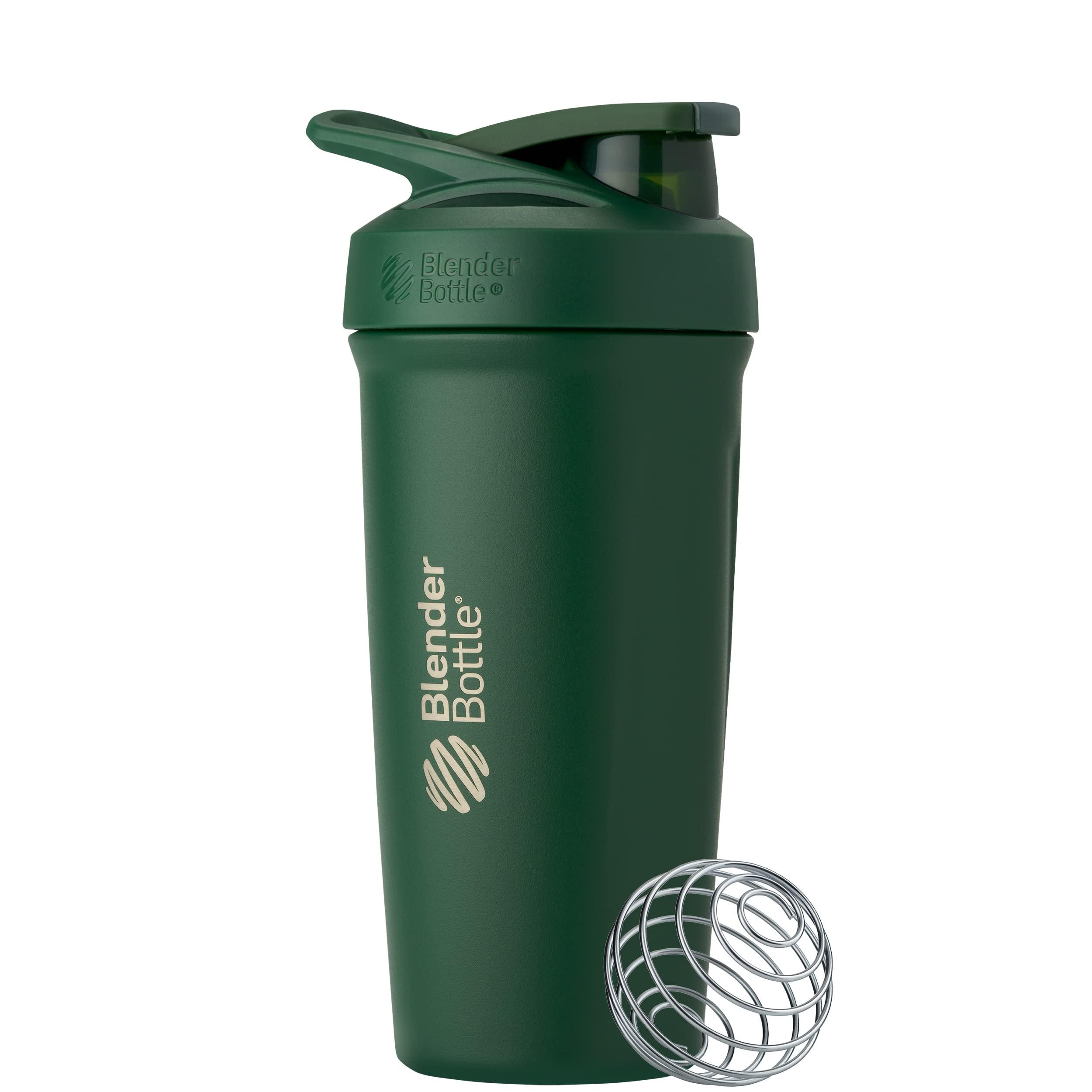 BlenderBottle BlenderBottle 24-Ounce Stainless Steel Shaker Cup Bundle with Wire Whisk - Forest and Mango