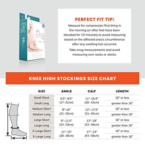 EASE BY THERAFIRM Sheer Ease Women's Knee High Support Stockings - 20-30mmHg Moderate Compression Nylons (Sand, Small Short)