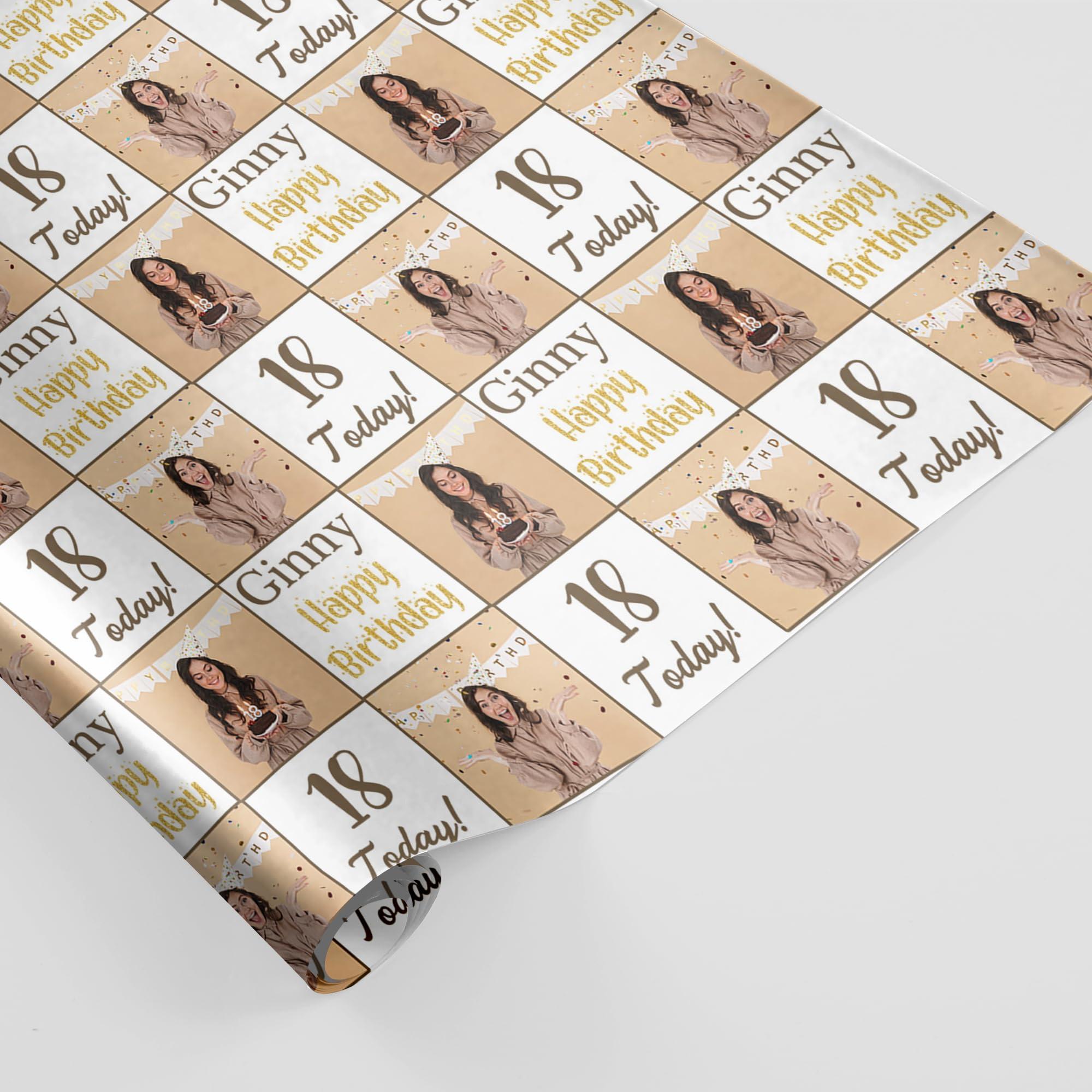 Jaydouble Jaydouble Custom Wrapping Paper Personalized Wrapping Paper with Picture Birthday Gift Wrap Paper Roll Funny Cute Wrapping Paper for Teens Kids Women Men Mom Dad Wedding