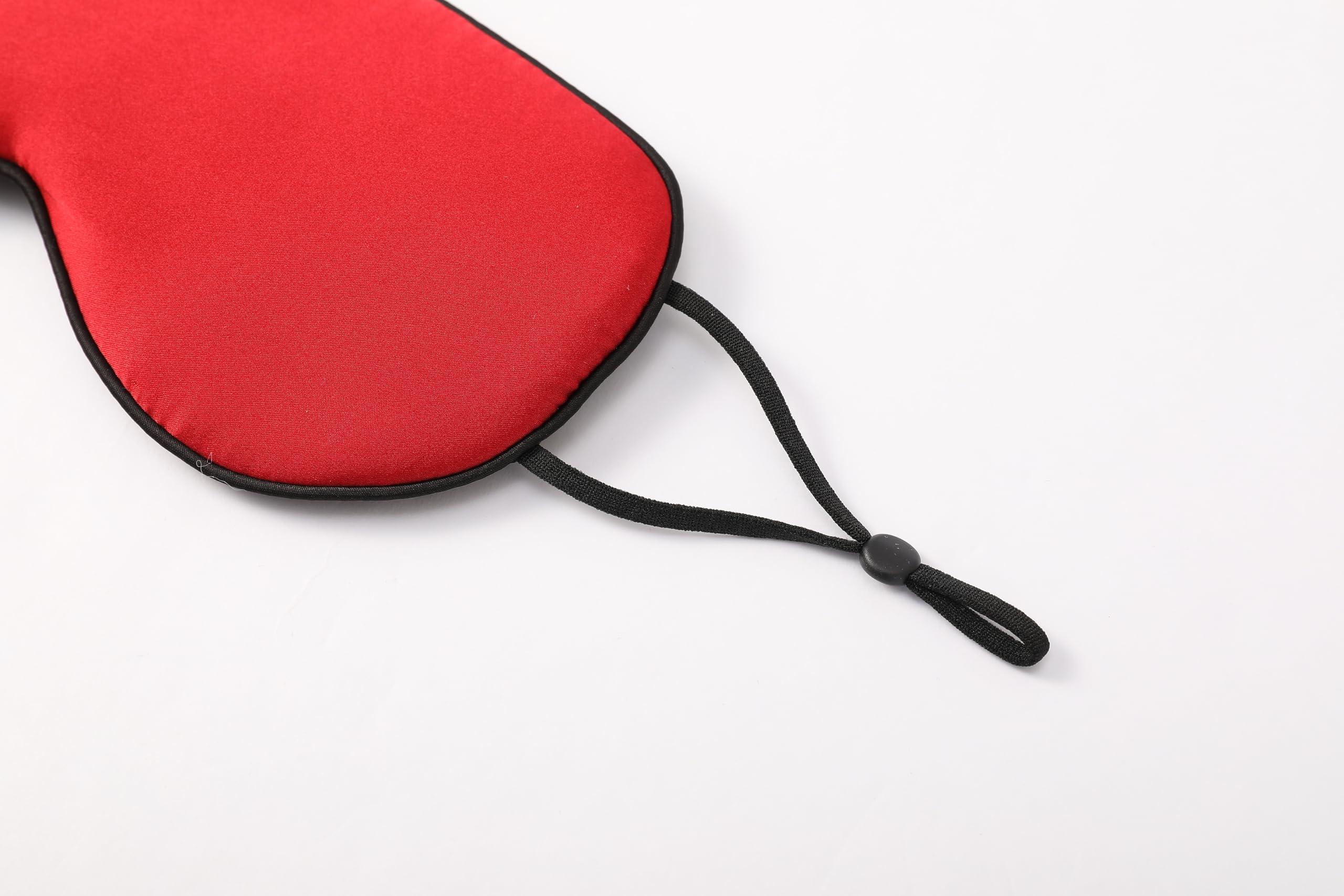 ALASKA BEAR ALASKA BEAR Natural Silk Sleep Mask & Blindfold, Super-Smooth Eye Mask, Stays On All Night, 2 Thin Ear Loops Adjustable (Red)