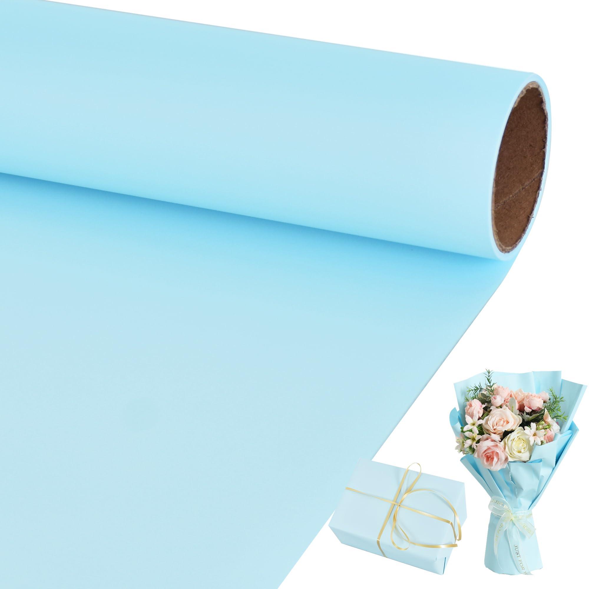 BEISHIDA BEISHIDA Light Blue Wrapping Paper Matte Solid Color Gift Wrapping Paper Roll Waterproof Floral Wrapping Paper,Packing Paper for Birthday,Valentine\'s Day,Christmas,Graduation (22.8in X 32.8ft)