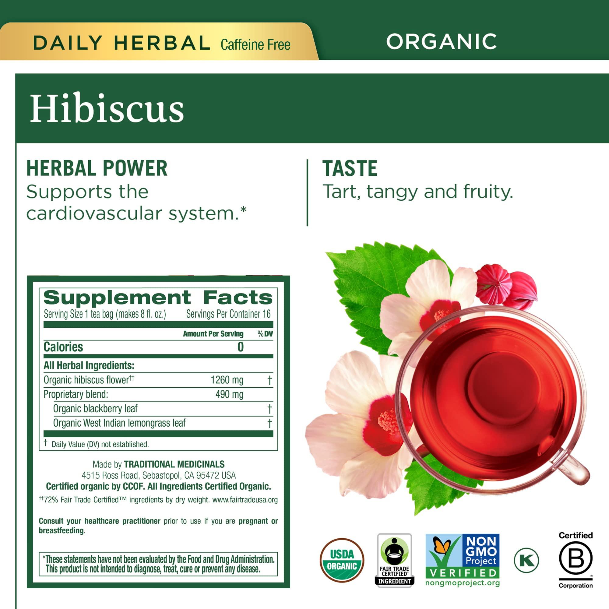 Traditional Medicinals Traditional Medicinals, Organic Variety Pack for Wellness in Four Soothing Flavors, Includes Peppermint, Chamomile, Hibiscus, Roasted Dandelion Root, Tea Buddy, 64 Tea Bags, (4 Pack)