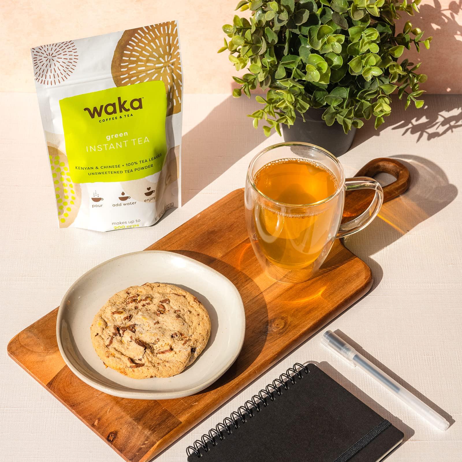 Waka Coffee Waka — Instant Coffee and Tea Bundle — Unsweetened Green Tea — Single-Serve Ethiopian Dark Roast Box Bundle