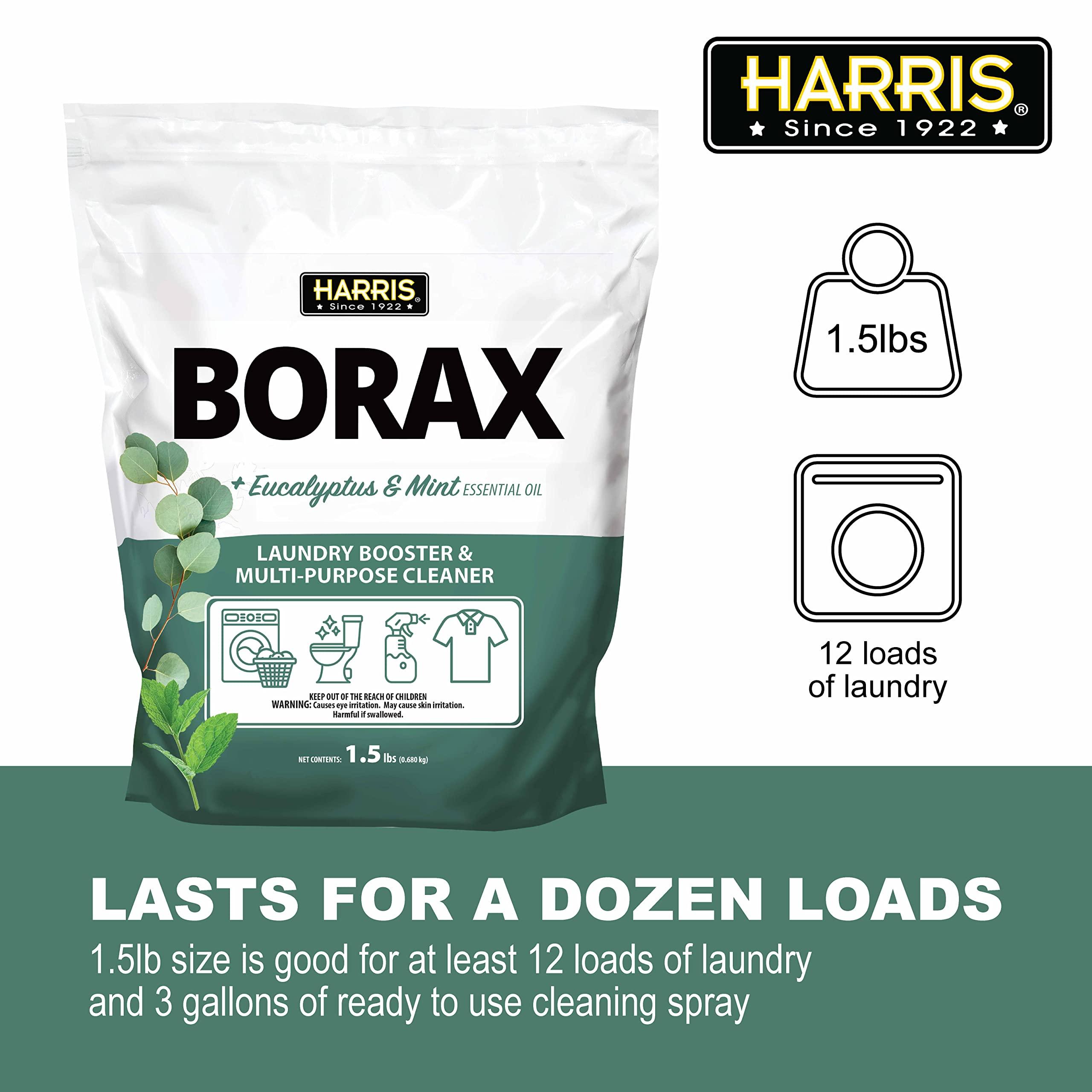 HARRIS Harris Borax Powder Laundry Booster and Multipurpose Cleaner, 1.5lb (Eucalyptus Mint)