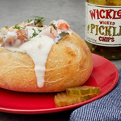 Wickles Wickles Pickles Wicked Pickle Chips (6 Pack) - Sweet & Spicy Garlic Pickle Slices - Hot Pickle Chips - Slightly Sweet, Definitely Spicy, Wickedly Delicious (16 oz Each)