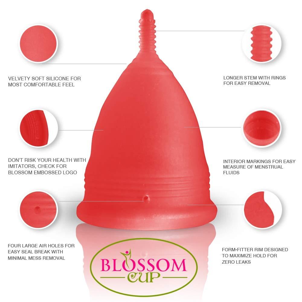 Blossom Cup Blossom Menstrual Cup, Say No to Tampons | Get Blossom Cups for Menstrual Days| Period Cup, Reusable Menstrual Cup, Silicone Cup (Large Menstrual Cup, Red)