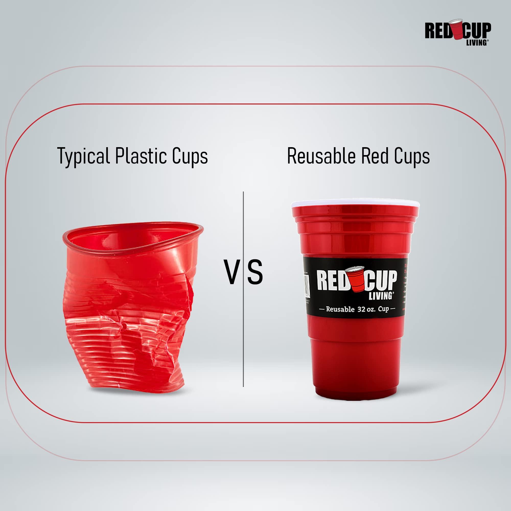Red Cup Living Red Cup Living Set of 2 -32 Oz Reusable Party Mug, Glass & Tumbler | Ideal for Kids & Adults, Reusable Drinking Supplies for Birthday Party, Camping, Travel Outdoors |Durable & Unbreakable, BPA Free