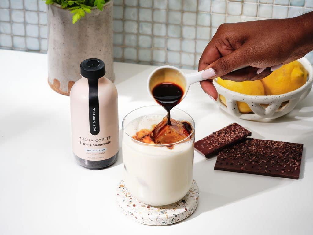 Pop & Bottle Pop & Bottle Coffee Concentrate - Cold Brew Concentrate, Iced Coffee Concentrate Liquid for Instant Ice Coffee & Cold Brew, Dairy Free, Makes Up to 16 Cups, USDA Organic - Mocha, 8 Fl Oz (2 Pack)