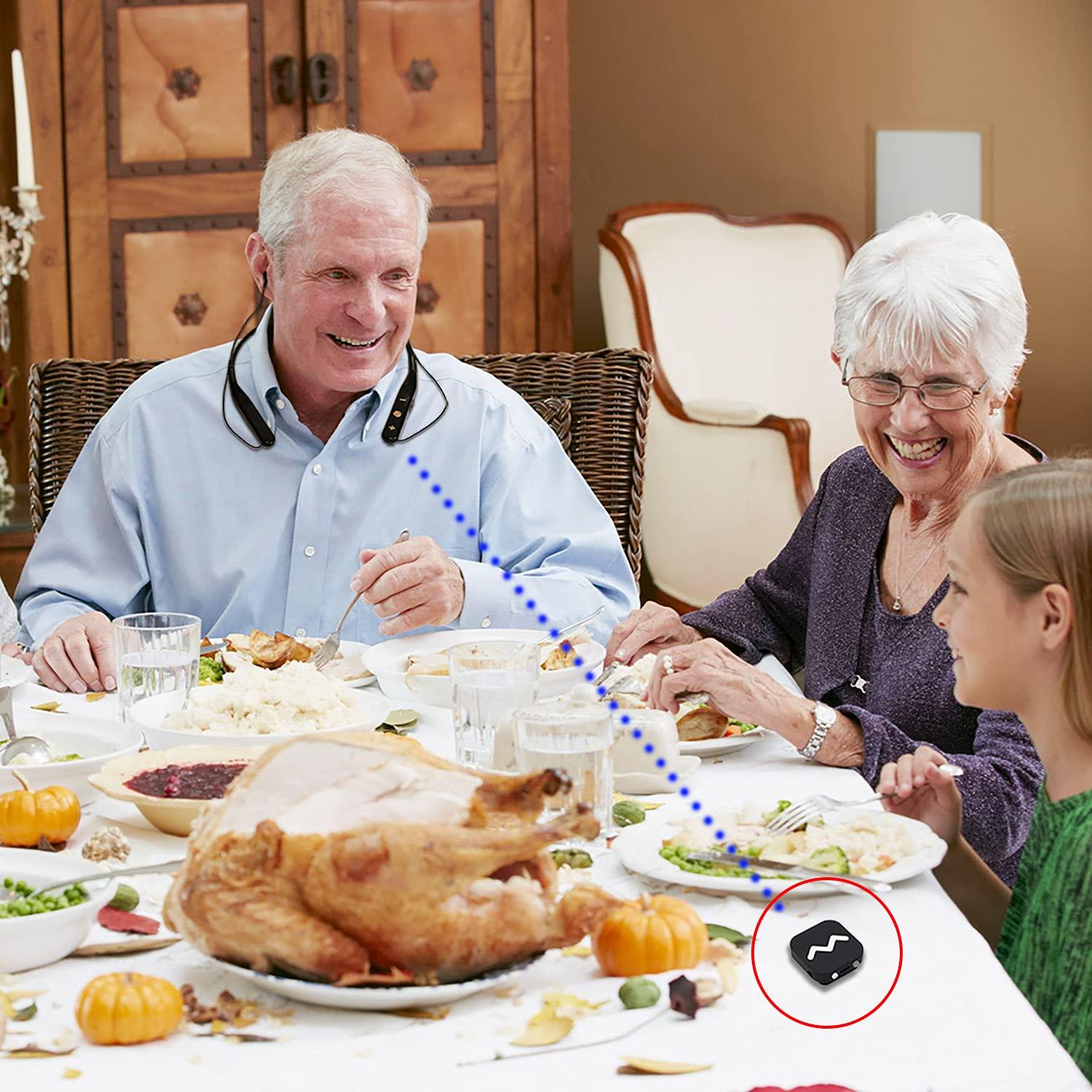 Neosonic Neosonic [Upgraded] Rechargeable Hearing Aid Amplifier for Conversation and Watching TV, Wireless Neckband Headphones for Seniors & Elderly People with Remote Microphone Noise Cancelling NW20